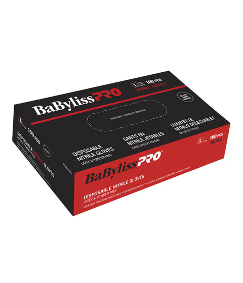 DannyCo BaBylissPro Disposable Nitrile Gloves Black, Large