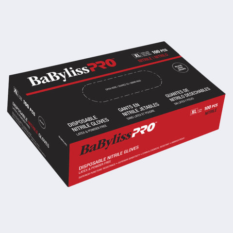 DannyCo BaBylissPRO Disposable Nitrile Gloves, Xlarge Black