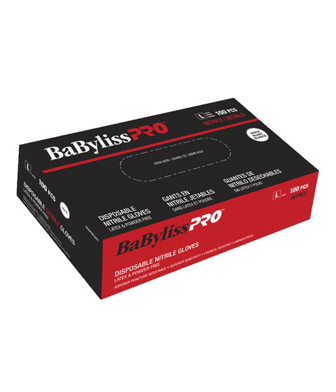 DannyCo BaBylissPRO Disposable Nitrile Gloves White, Large