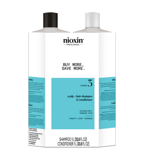 Nioxin System 3 Cleanser Shampoo & Scalp Therapy Conditioner Duo, 1L
