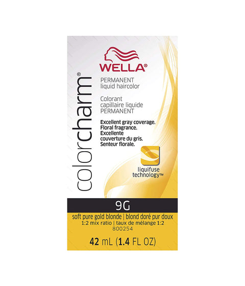 Wella ColorCharm Permanent Liquid Hair Color 9G/Pure Gold Blonde, 42mL