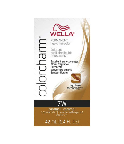 Wella ColorCharm Permanent Liquid Hair Color 7W/Caramel, 42mL