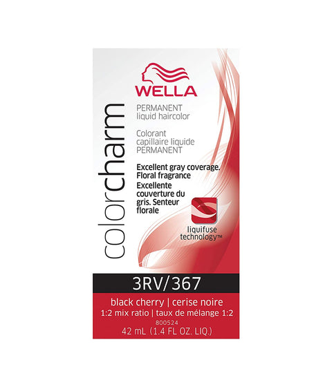 Wella ColorCharm Permanent Liquid Hair Color 3RV/Black Cherry, 42mL