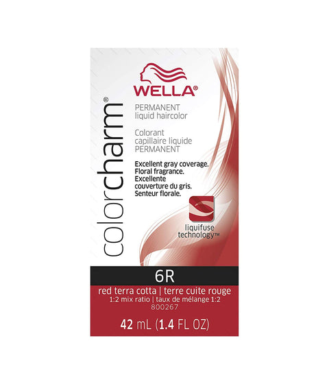 Wella ColorCharm Permanent Liquid Hair Color 6R/Red Terra Cotta, 42mL