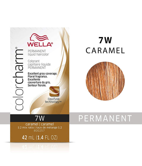 Wella ColorCharm Permanent Liquid Hair Color 7W/Caramel, 42mL