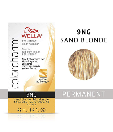 Wella ColorCharm Permanent Liquid Hair Color 9NG/Sand Blonde, 42mL
