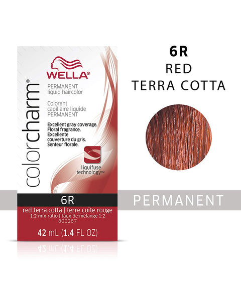 Wella ColorCharm Permanent Liquid Hair Color 6R/Red Terra Cotta, 42mL