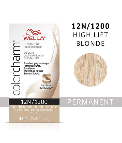 Wella ColorCharm Permanent Liquid Hair Color 12N/High Lift Blonde, 42mL