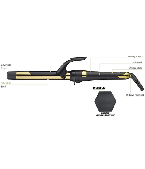 DannyCo BaBylissPRO Graphite Titanium Ionic Curling Iron, 3/4"