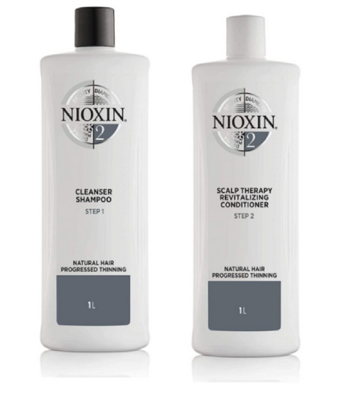 Nioxin System 2 Cleanser Shampoo & Scalp Therapy Conditioner Duo, 1L