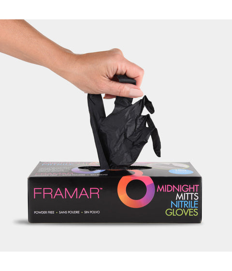 Framar Midnight Mitts Black Nitrile Gloves Large 100/Box