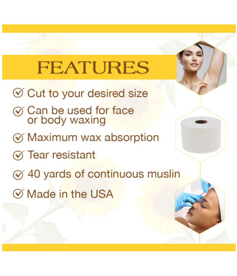 GIGI Natural Muslin Epilating Roll, 3.25in. x 40 yards