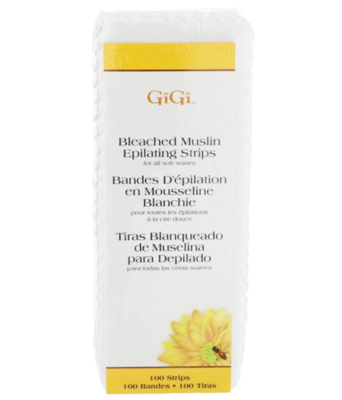 GiGi Small Bleached Muslin Epilating Strips, 100 Strips (1.75" x 4.5")