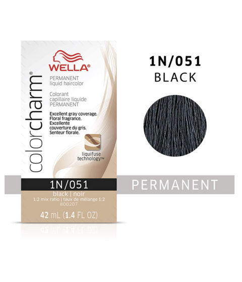 Wella ColorCharm Permanent Liquid Hair Color 1N/Black, 42mL