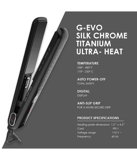 Ga.Ma Professional G-Evo Silk Chrome Flat Iron 1.5"