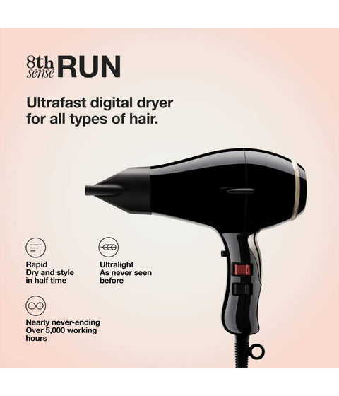 Elchim 8th Sense RUN Hair Dryer, Black