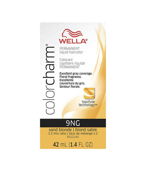 Wella ColorCharm Permanent Liquid Hair Color 9NG/Sand Blonde, 42mL