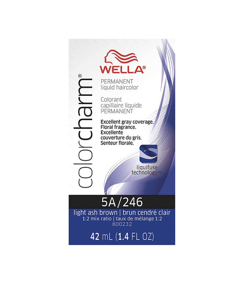 Wella ColorCharm Permanent Liquid Hair Color 5A/Light Ash Brown, 42mL