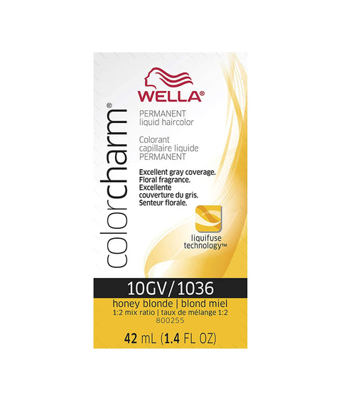 Wella ColorCharm Permanent Liquid Hair Color 10GV/Honey Blonde, 42mL