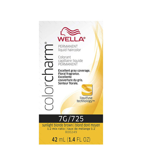 Wella ColorCharm Permanent Liquid Hair Color 7G/Sunlight Blonde Brown, 42mL