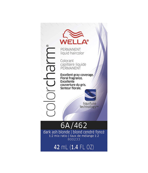Wella ColorCharm Permanent Liquid Hair Color 6A/Dark Ash Blonde, 42mL