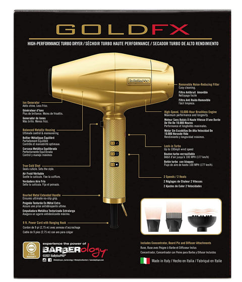 DannyCo BaBylissPRO GoldFX High Performance Turbo Hairdryer