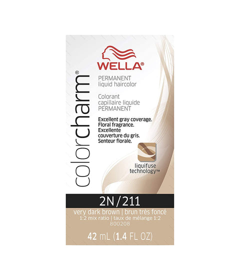 Wella ColorCharm Permanent Liquid Hair Color 2N/Very Dark Brown, 42mL