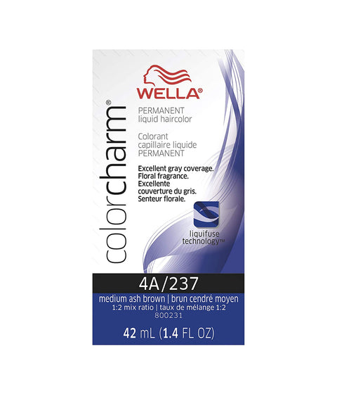 Wella ColorCharm Permanent Liquid Hair Color 4A/Medium Ash Brown, 42mL