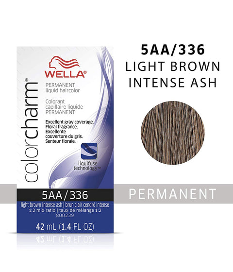Wella ColorCharm Permanent Liquid Hair Color 5AA/Light Brown Intense Ash, 42mL