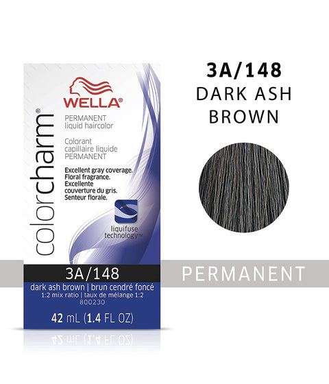 Wella ColorCharm Permanent Liquid Hair Color 3A/Dark Ash Brown, 42mL