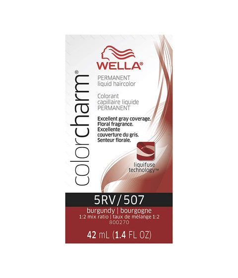 Wella ColorCharm Permanent Liquid Hair Color 5RV/Burgundy, 42mL