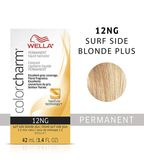 Wella ColorCharm Permanent Liquid Hair Color 12NG/Surf Side Blonde Plus, 42mL