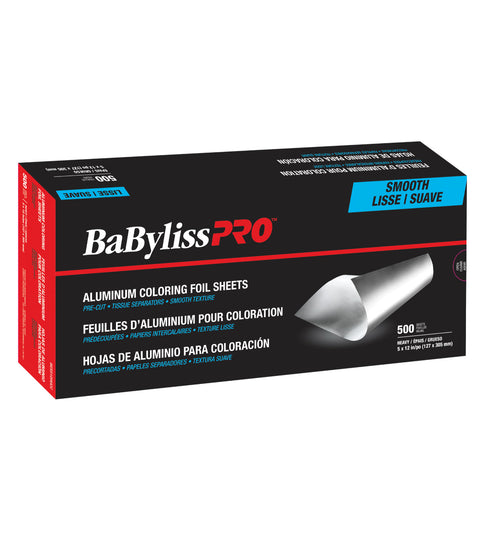 BaBylissPRO Aluminum Coloring Foil Heavy Smooth Sheets, 5x12 inch, 500/box
