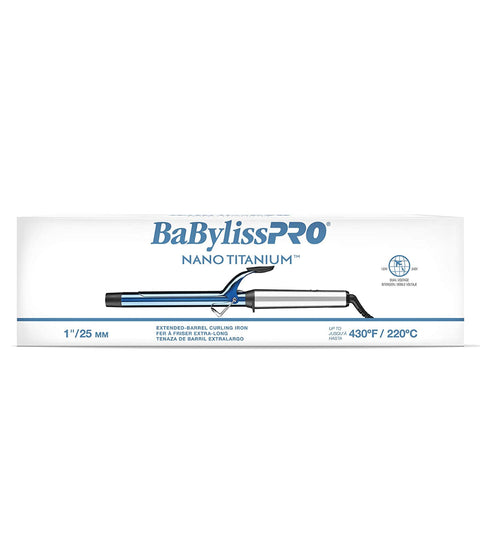 BaBylissPRO Nano-Titanium Extended Barrel Curling Iron, 1"