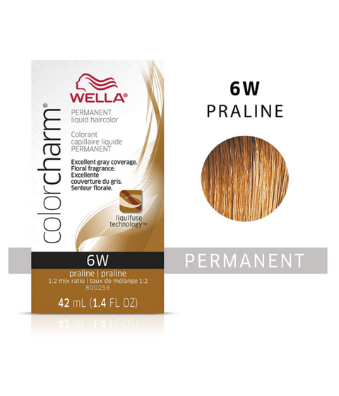 Wella ColorCharm Permanent Liquid Hair Color 6W/Praline, 42mL