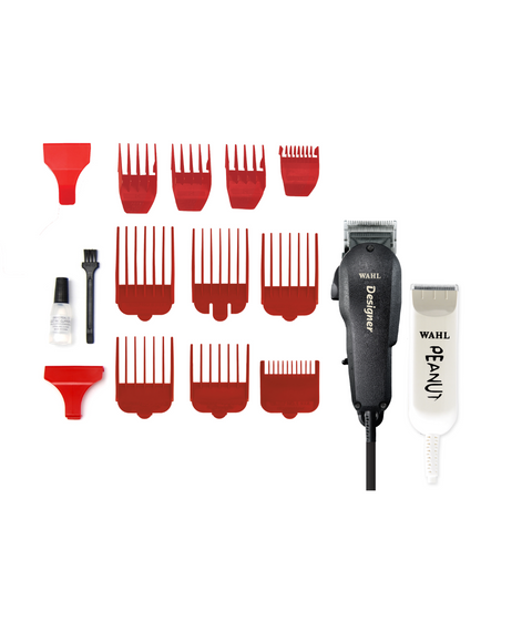 wahl pro all star, 6 clipper guides, 4 trimmer guides, trimmer guard, clipper guard, oil and cleaning brush