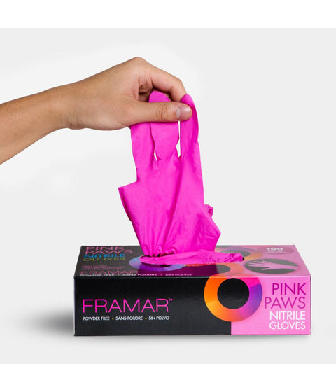 Framar Pink Paws Nitrile Gloves Medium 100/Box