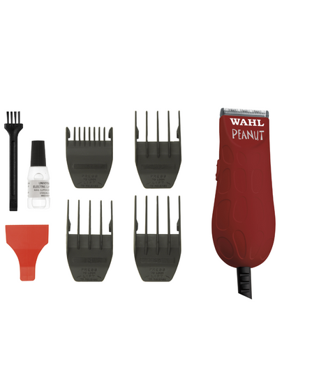 wahl pro red peanut trimmer clipper, 4 guides, oil, brush, guard