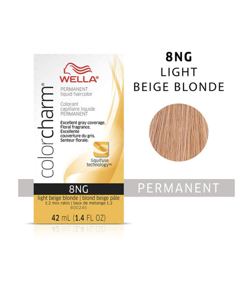 Wella ColorCharm Permanent Liquid Hair Color 8NG/Light Beige Blonde, 42mL