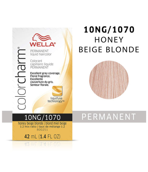 Wella ColorCharm Permanent Liquid Hair Color 10NG/Honey Beige Blonde, 42mL