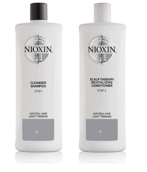 Nioxin System 1 Cleanser Shampoo & Scalp Therapy Conditioner Duo, 1L