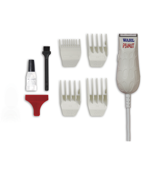 wahl pro white peanut trimmer clipper, 4 guides, oil, brush, guard