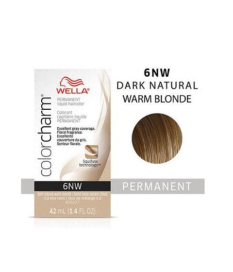 Wella ColorCharm Permanent Liquid Hair Color 6NW/Dark Natural Warm Blonde, 42mL